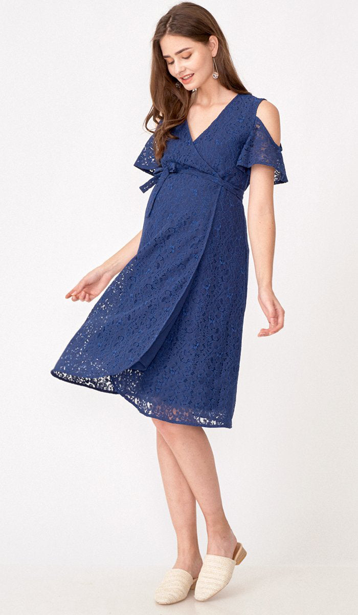 SALE - ZARA DROP SLEEVE LACE DRESS NAVY ...